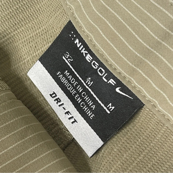 Nike Dri-fit Men’s Tan Pinstriped Golf Shorts Size 32 Khaki Stripes - Picture 6 of 7